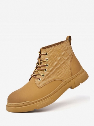 Botas Masculinas Combate Couro Pu Bico Redondo