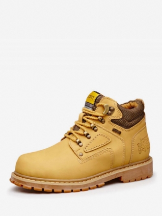 Botas Masculinas Combate Couro Pu Bico Redondo