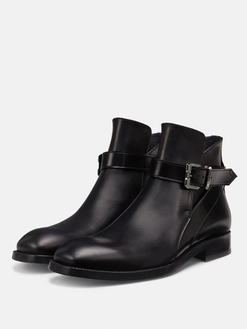 Botas Masculinas Couro Pu Jodhpur Pretas