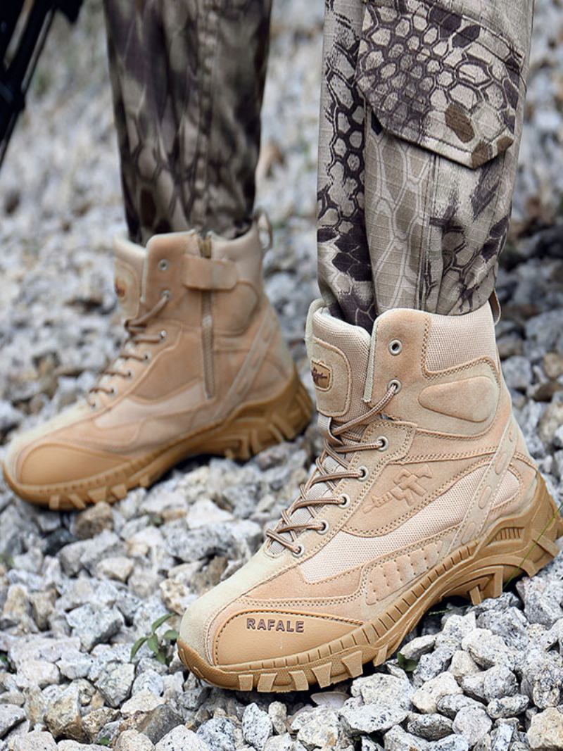 Botas Masculinas Para Caminhada Ao Ar Livre Alpinistaecru Branco Dedo Redondo Respirável Confortável Acampamento Leves - Bege