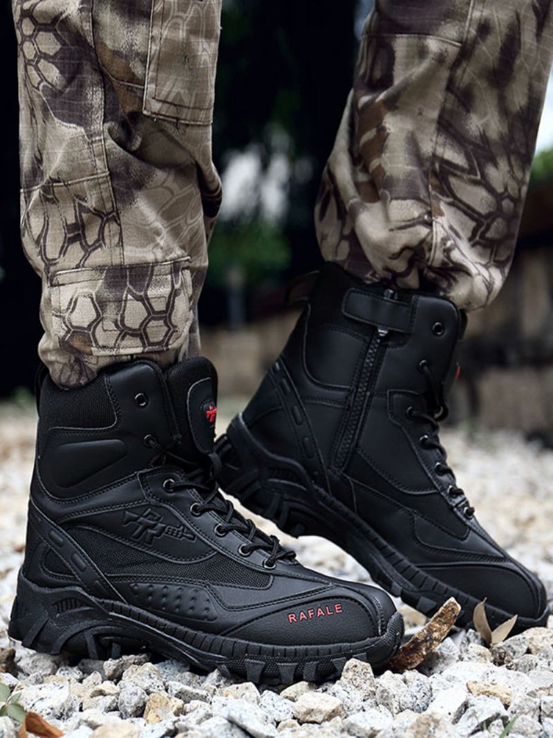 Botas Masculinas Para Caminhada Ao Ar Livre Alpinistaecru Branco Dedo Redondo Respirável Confortável Acampamento Leves - Preto