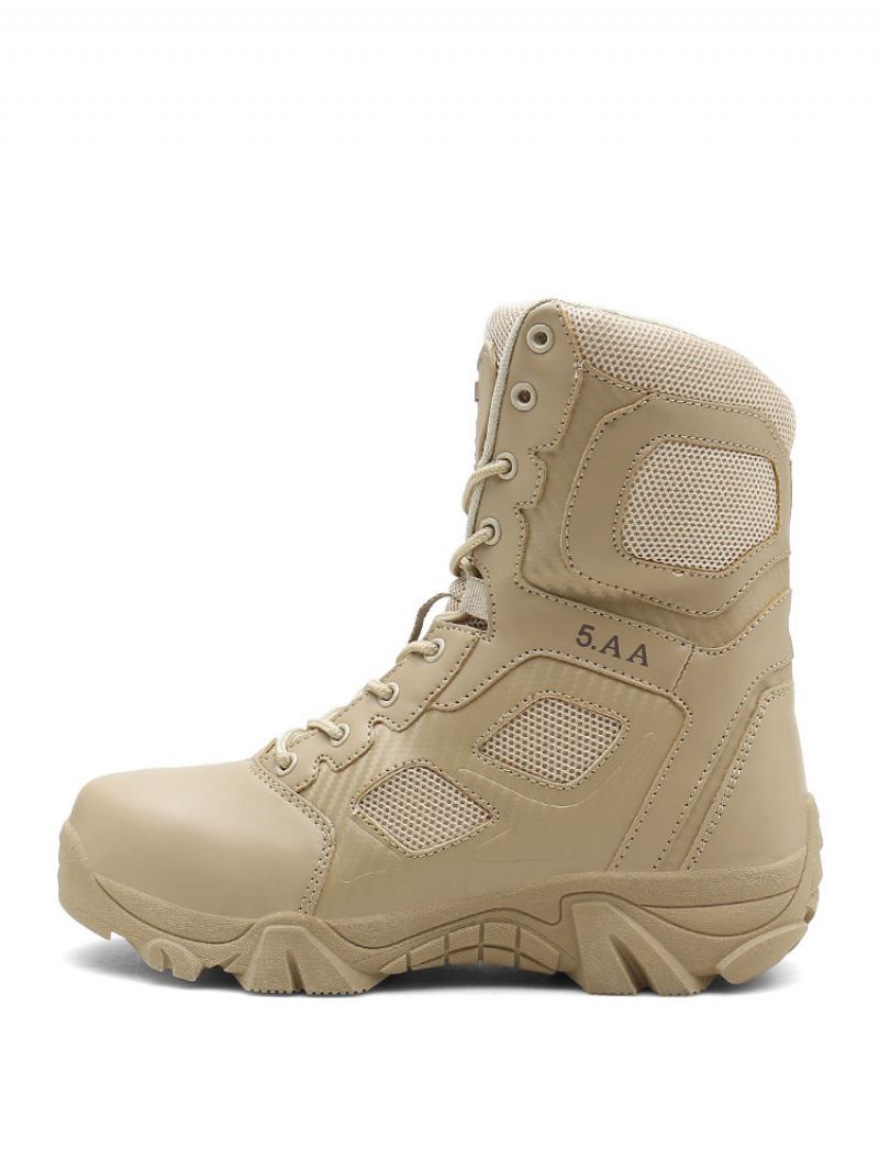 Botas Masculinas Para Caminhada Ao Ar Livre Alpinistaecru Branco Dedo Redondo Respirável Confortável Acampamento Leves - Bege