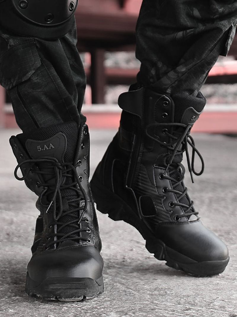 Botas Masculinas Para Caminhada Ao Ar Livre Alpinistaecru Branco Dedo Redondo Respirável Confortável Acampamento Leves - Preto