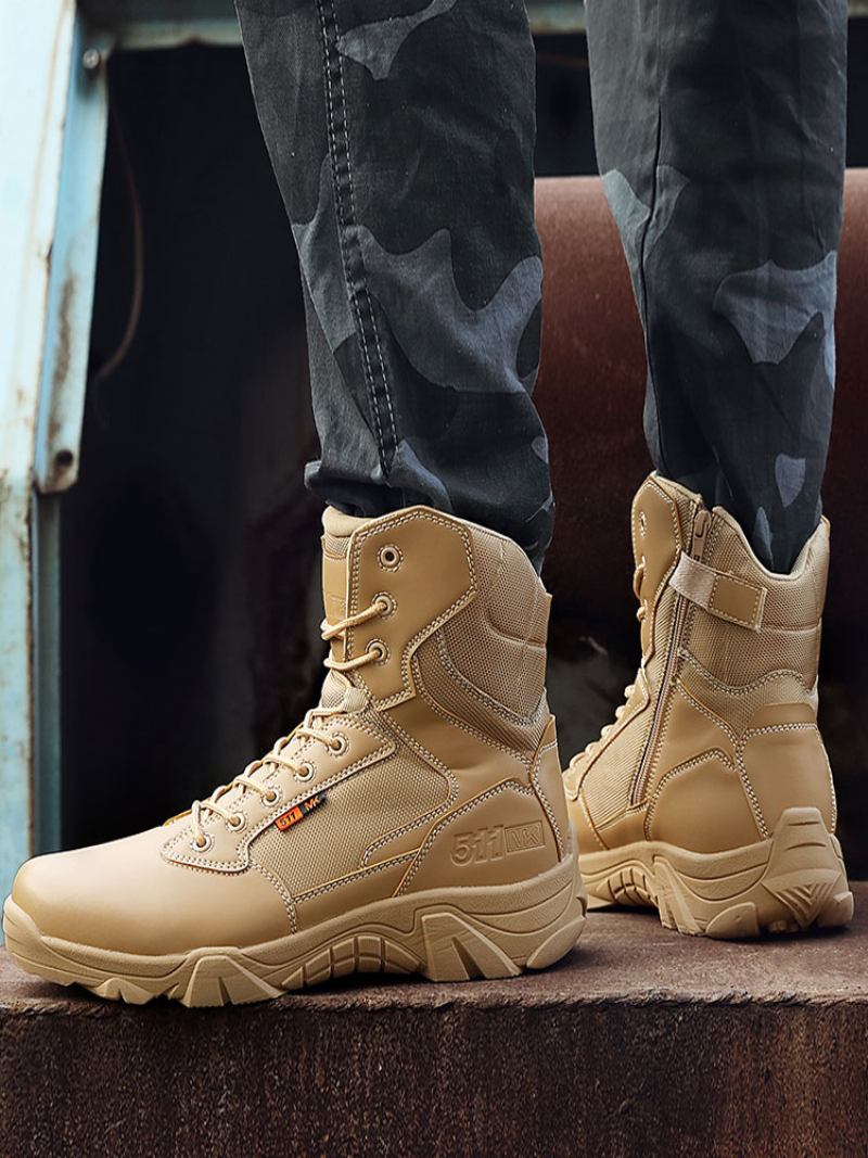 Botas Masculinas Para Caminhada Ao Ar Livre Alpinistapreto Dedo Redondo Respirável Confortável Leve Acampamento - Café Marrom