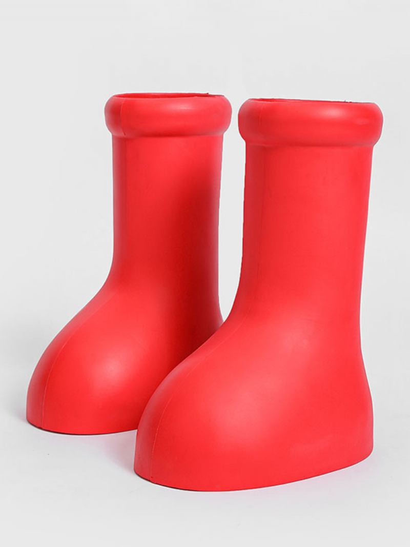 Botas Masculinas Práticas Couro Pu Com Bico Redondo À Prova D'água - Vermelho