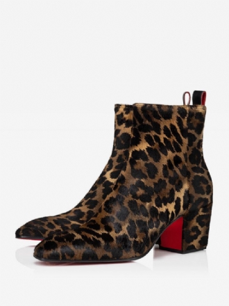 Botas Masculinas Salto Bloco Chelsea Liso Marrom Com Estampa Leopardo Camurça Couro Bico Quadrado Superior Para Festa Baile