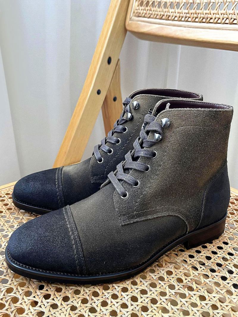 Botas Masculinas Trabalho Combate Bico Redondo Couro Bovino