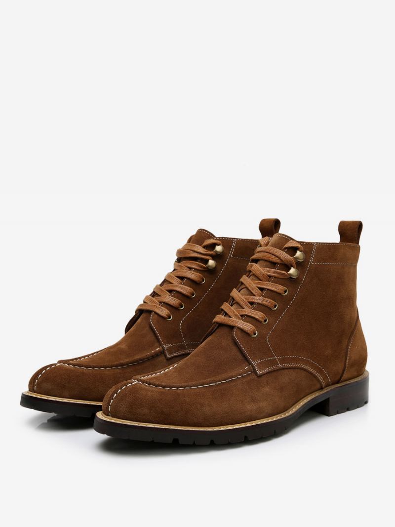 Botas Masculinas Trabalho Combate Bico Redondo Couro Bovino