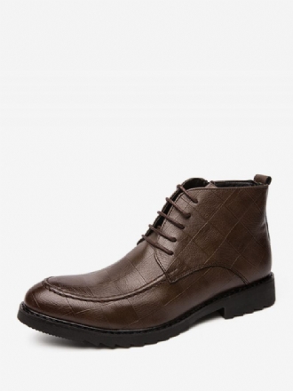 Botas Masculinas Trabalho Oxford Couro Pu Com Bico Redondo