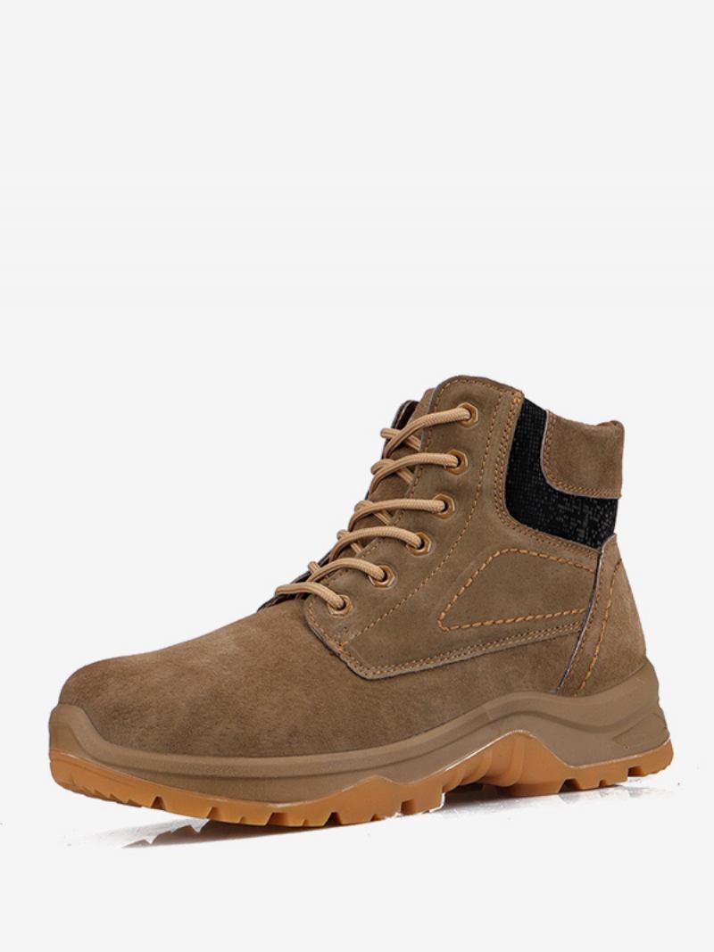 Botas Trabalho Masculinas Couro Pu Casuais Neve Marrom Café