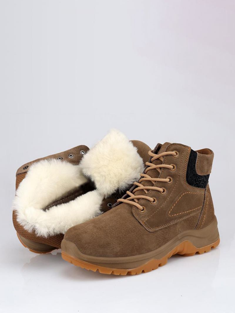 Botas Trabalho Masculinas Couro Pu Casuais Neve Marrom Café - Café Marrom