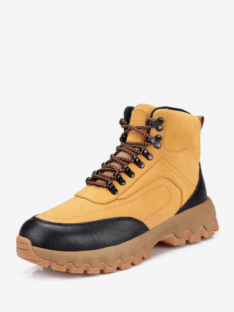 Botas Trabalho Masculinas Couro Pu Casual Café Marrom Neve