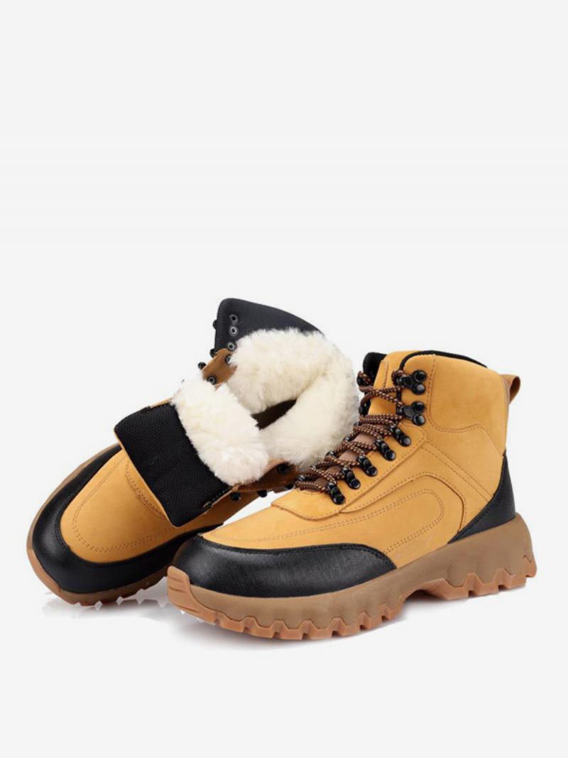 Botas Trabalho Masculinas Couro Pu Casual Café Marrom Neve - Café Marrom