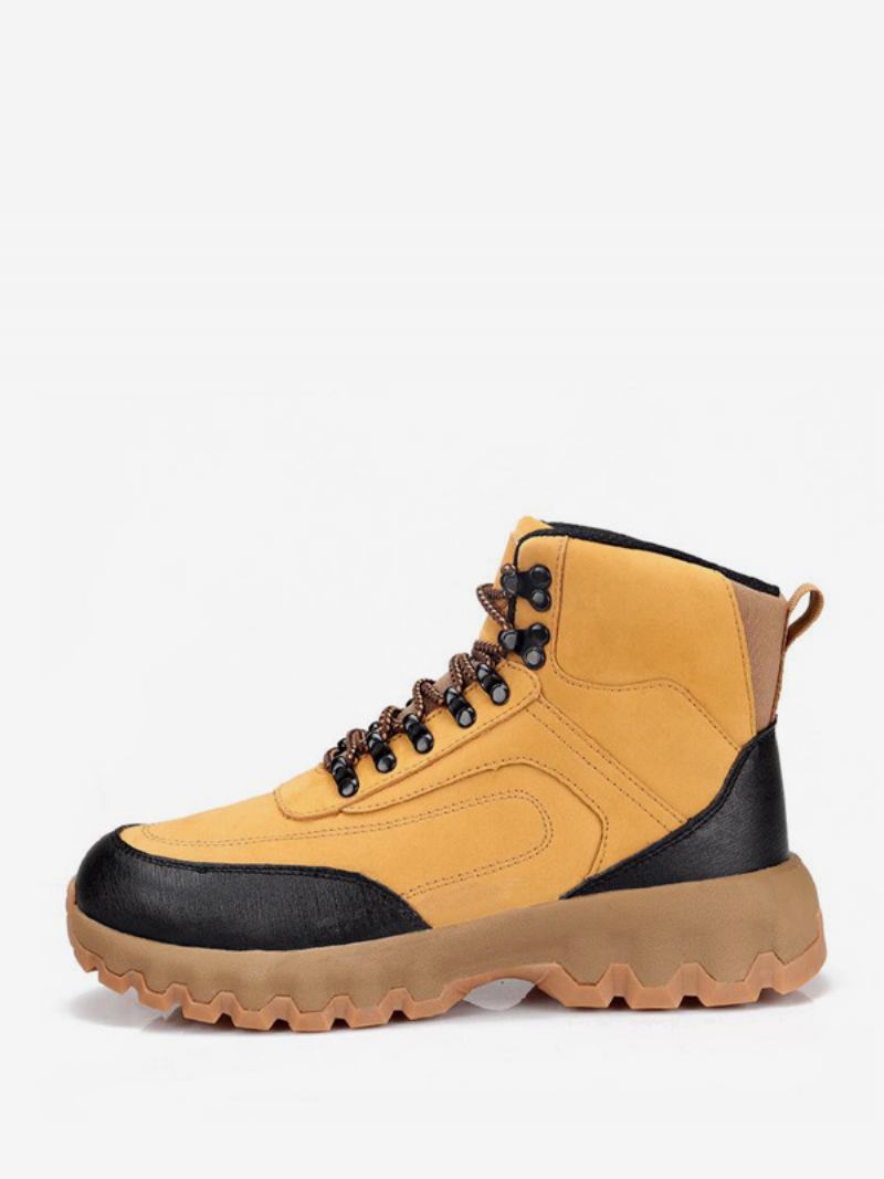 Botas Trabalho Masculinas Couro Pu Casual Café Marrom Neve - Café Marrom