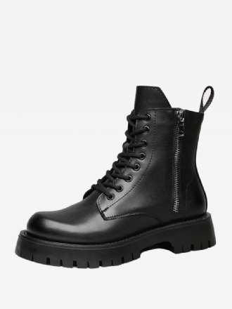 Botas Trabalho Masculinas Estilo Motocicleta Em Couro Pu Preto