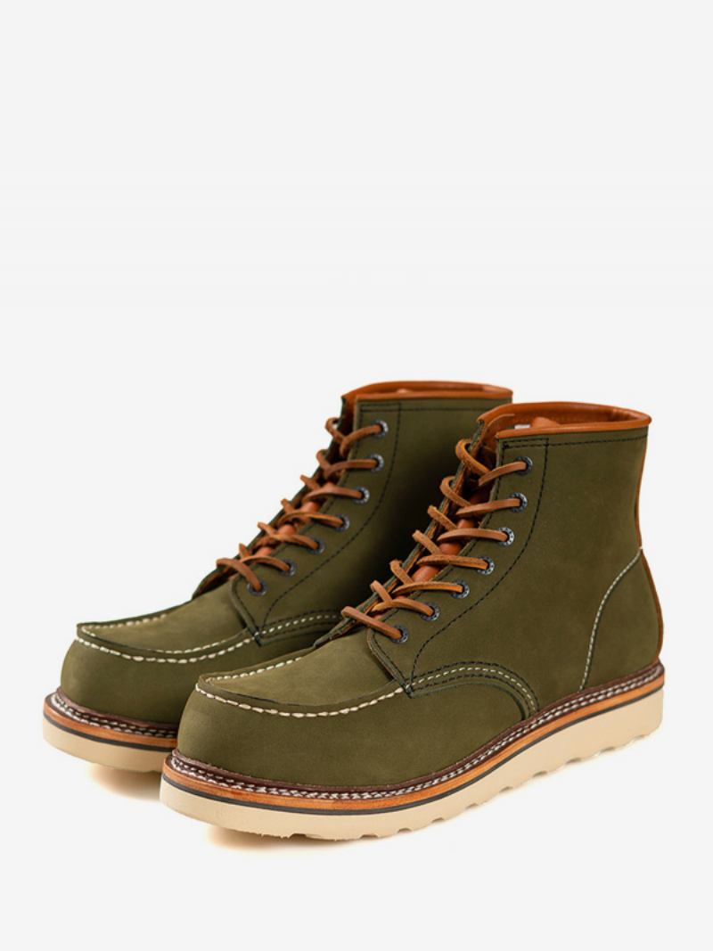 Botas Trabalho Masculinas Martin Combate Bico Redondo Couro Marrom Profundo - Verde Caçador 