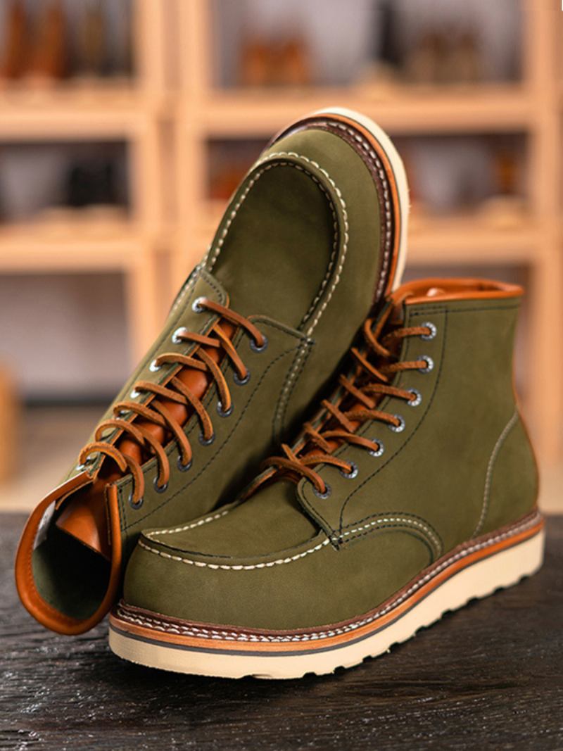 Botas Trabalho Masculinas Martin Combate Bico Redondo Couro Marrom Profundo - Verde Caçador 