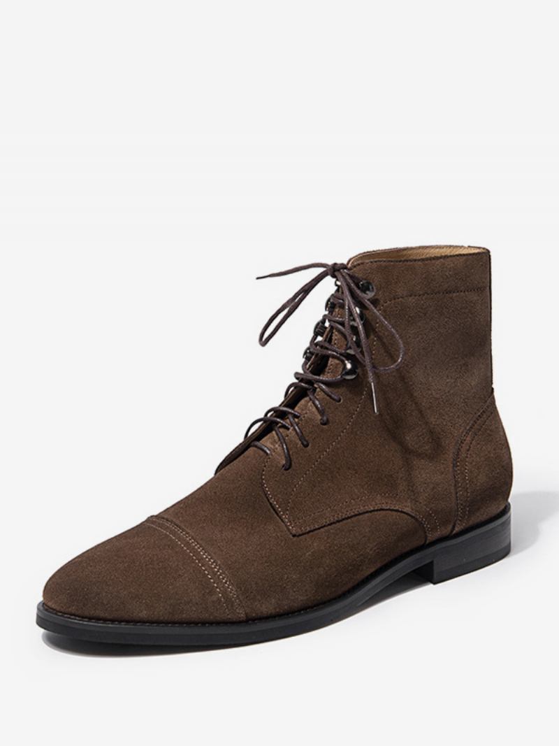 Sapatos Masculinos Botas Trabalho Masculinas Couro Chique Café Marrom - Café Marrom