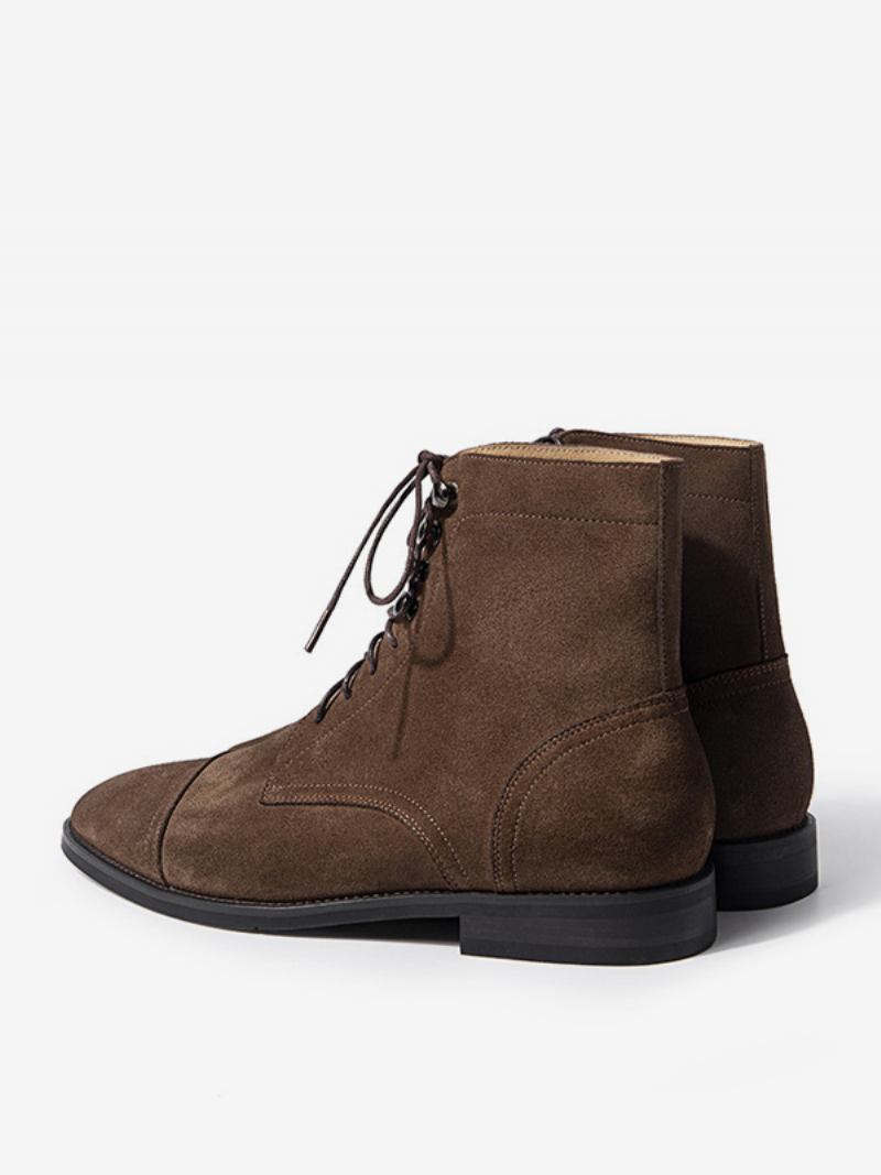 Sapatos Masculinos Botas Trabalho Masculinas Couro Chique Café Marrom - Café Marrom