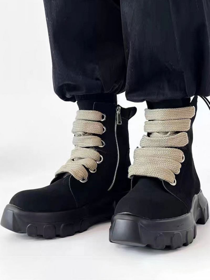 Sapatos Masculinos Botas Trabalho Masculinas Couro Clássico Preto - Preto