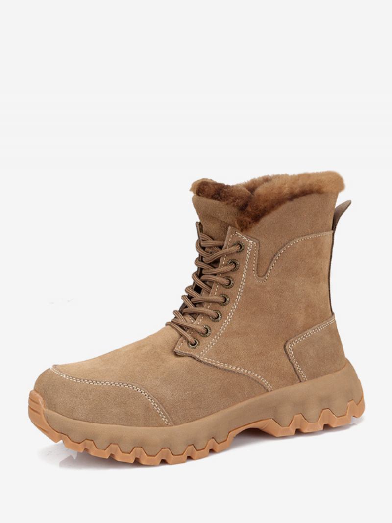 Sapatos Masculinos Couro Pu Casual Café Marrom Botas Neve