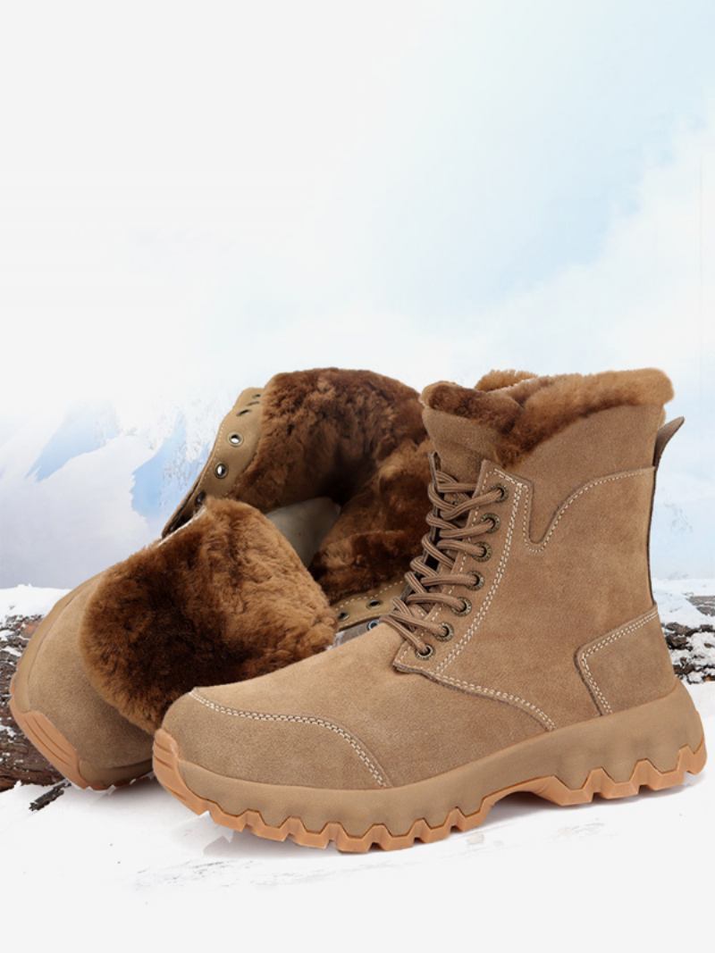 Sapatos Masculinos Couro Pu Casual Café Marrom Botas Neve - Café Marrom