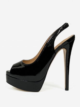 Bombas Femininas Salto Alto Com Plataforma Peep Toe E Agulha