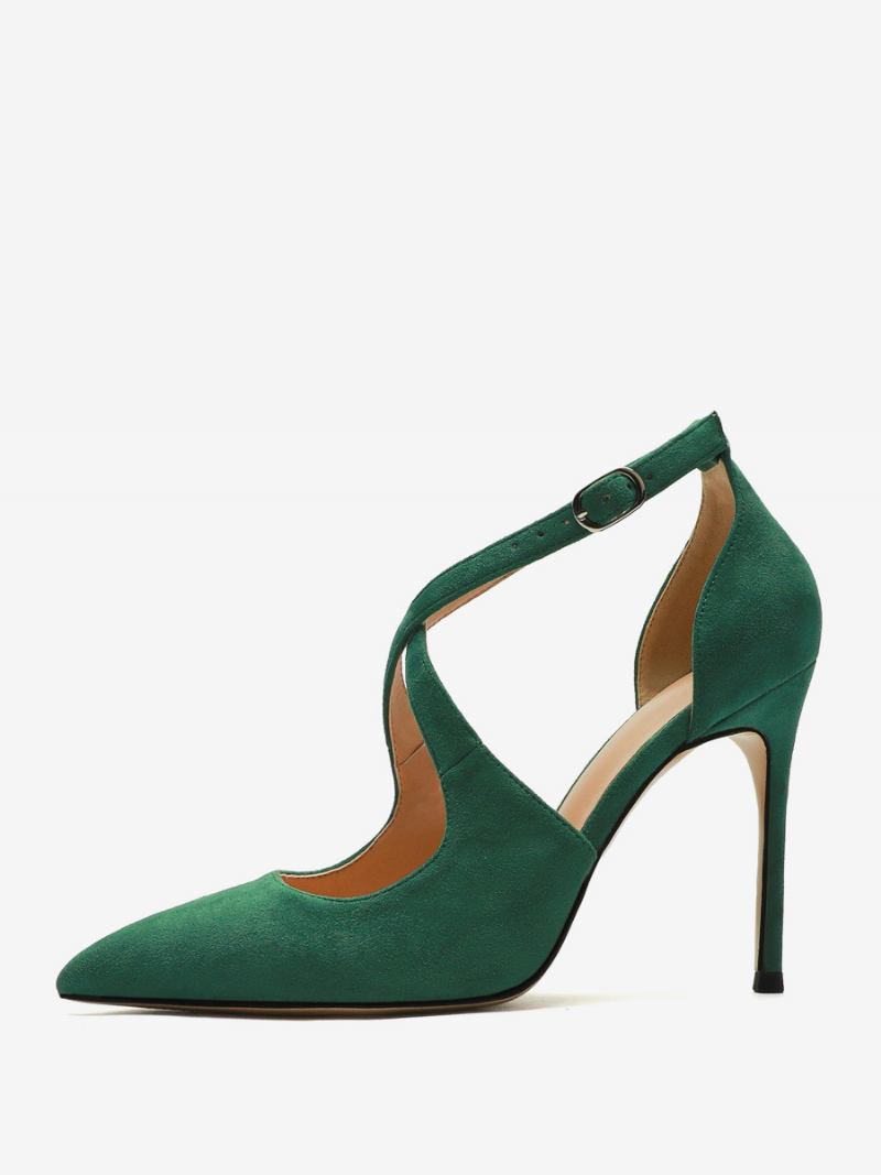 Salto Alto Feminino Plus Size Cirss Cross Stiletto Heel Pumps - Verde