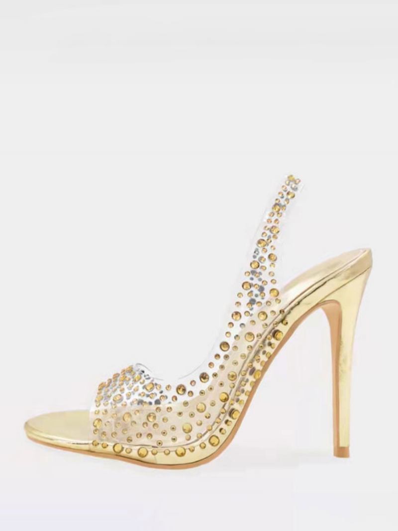 Salto Alto Feminino Strass Chique Bico Aberto Agulha Sapatos Baile