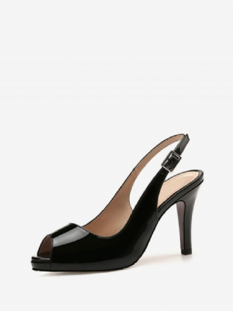 Salto Estilingue Peep Toe Stiletto Alto Baile Para Mulheres