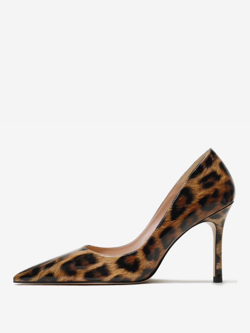 Sapatos Noite Formais Femininos Com Bico Fino E Salto Agulha - Leopardo