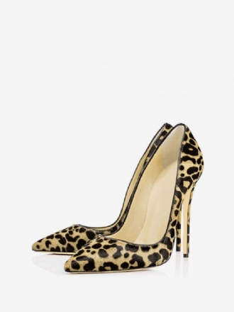 Sapatos Salto Alto Stiletto Sexy Com Estampa Leopardo Bico Fino Para Mulheres