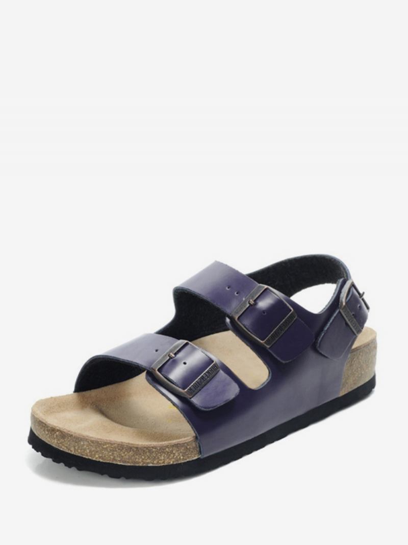 Sandálias Masculinas Slip-on Alça Ajustável Fivela Chinelos Planas - Roxo