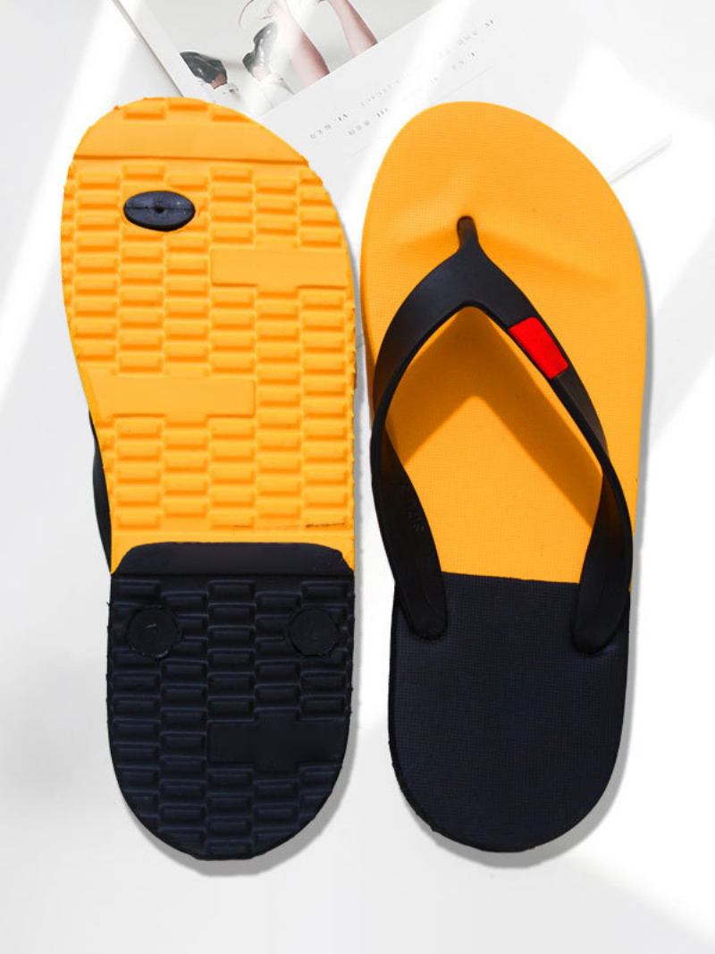 Sandálias Masculinas Slip-on Chinelos Color Block - Amarelo