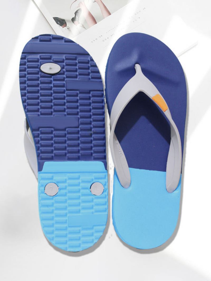 Sandálias Masculinas Slip-on Chinelos Color Block - Azul