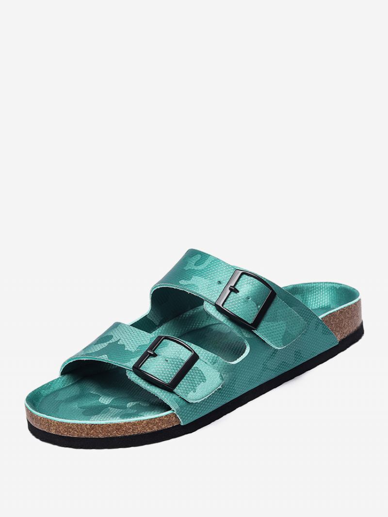 Sandálias Masculinas Slip-on Color Block Couro Pu Com Sola Dividida - Estanho