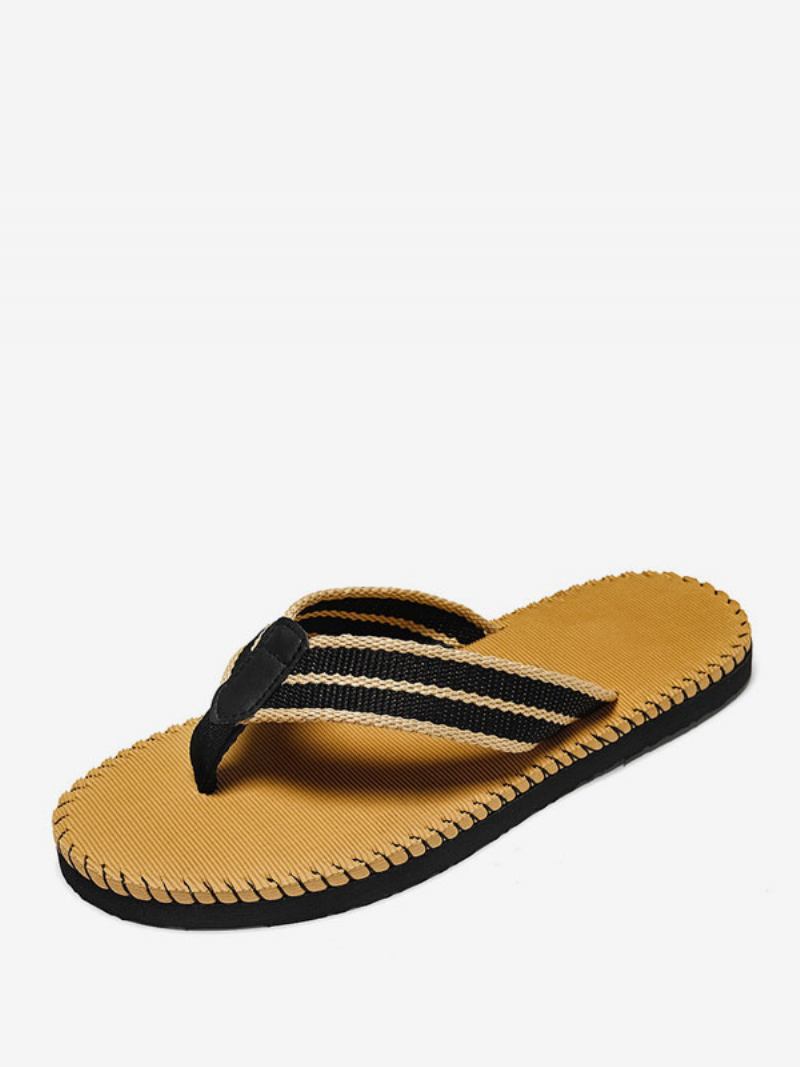 Sandálias Masculinas Slip-on Couro Pu Sola Eva - Cáqui