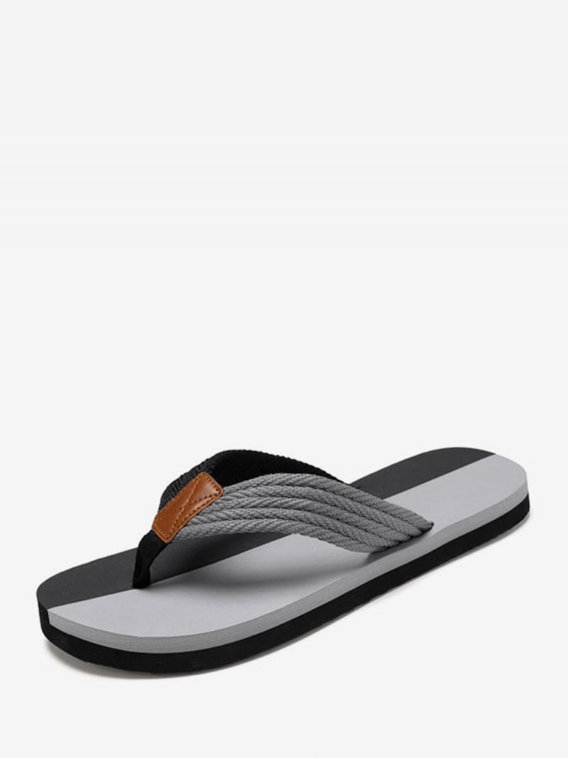 Sandálias Masculinas Slip-on Pu Couro Sola Eva - Cinza