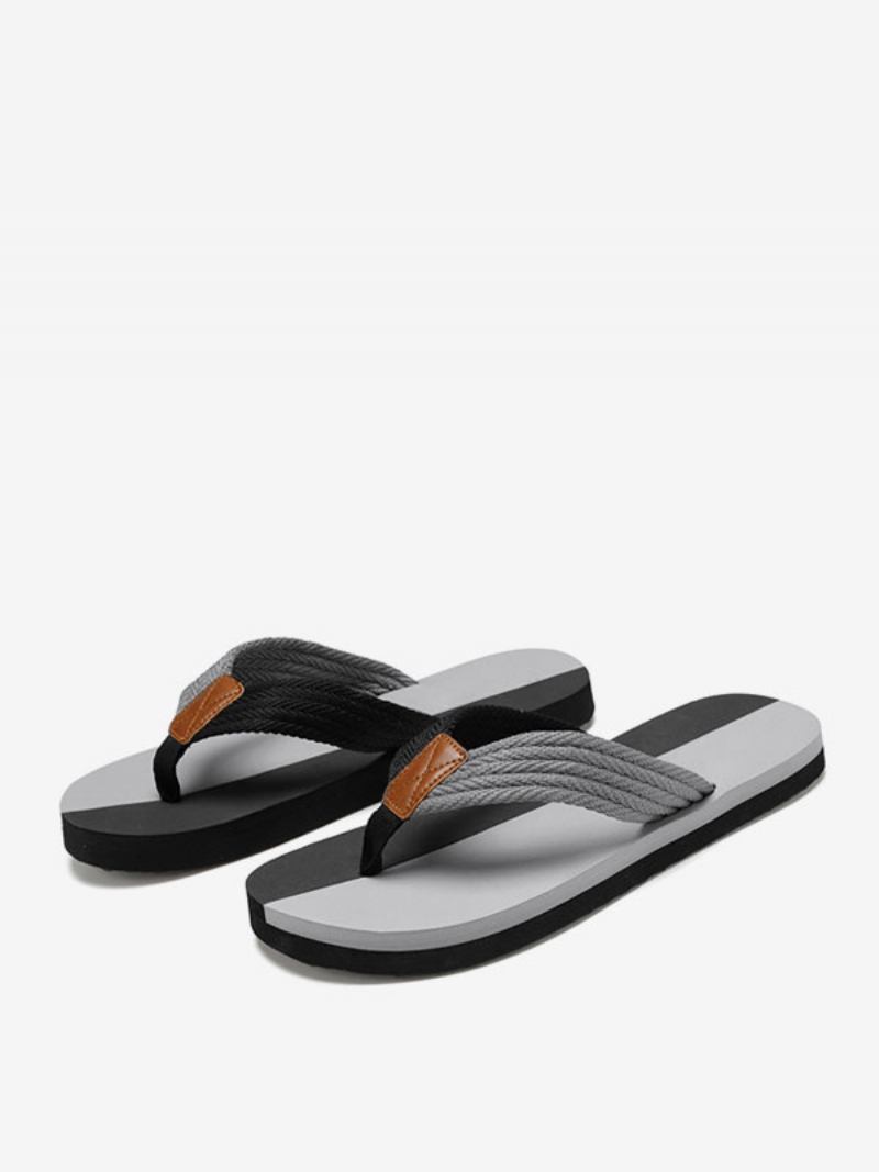 Sandálias Masculinas Slip-on Pu Couro Sola Eva - Cinza