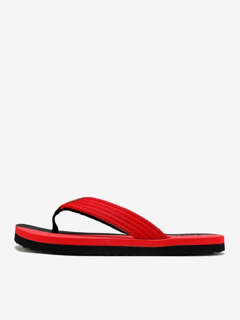 Sandálias Masculinas Slip-on Pu Couro Sola Eva - Preto Vermelho