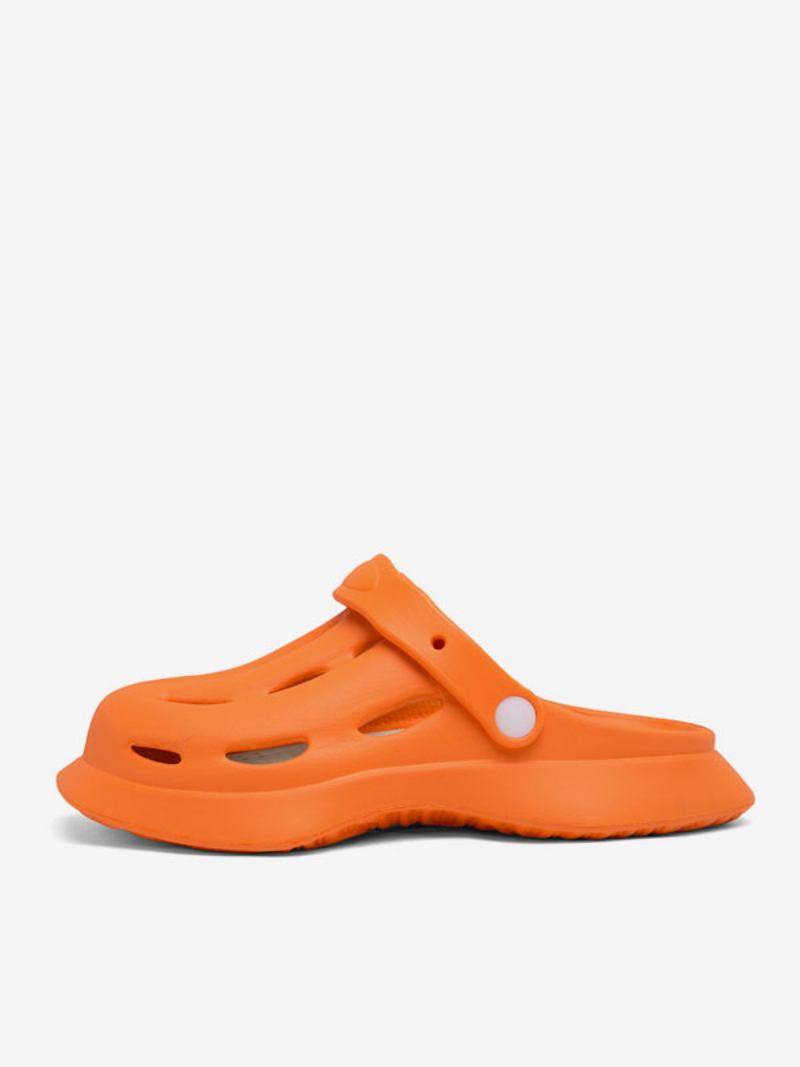 Sandálias Masculinas Slip-on Pu Couro Sola Eva - Laranja