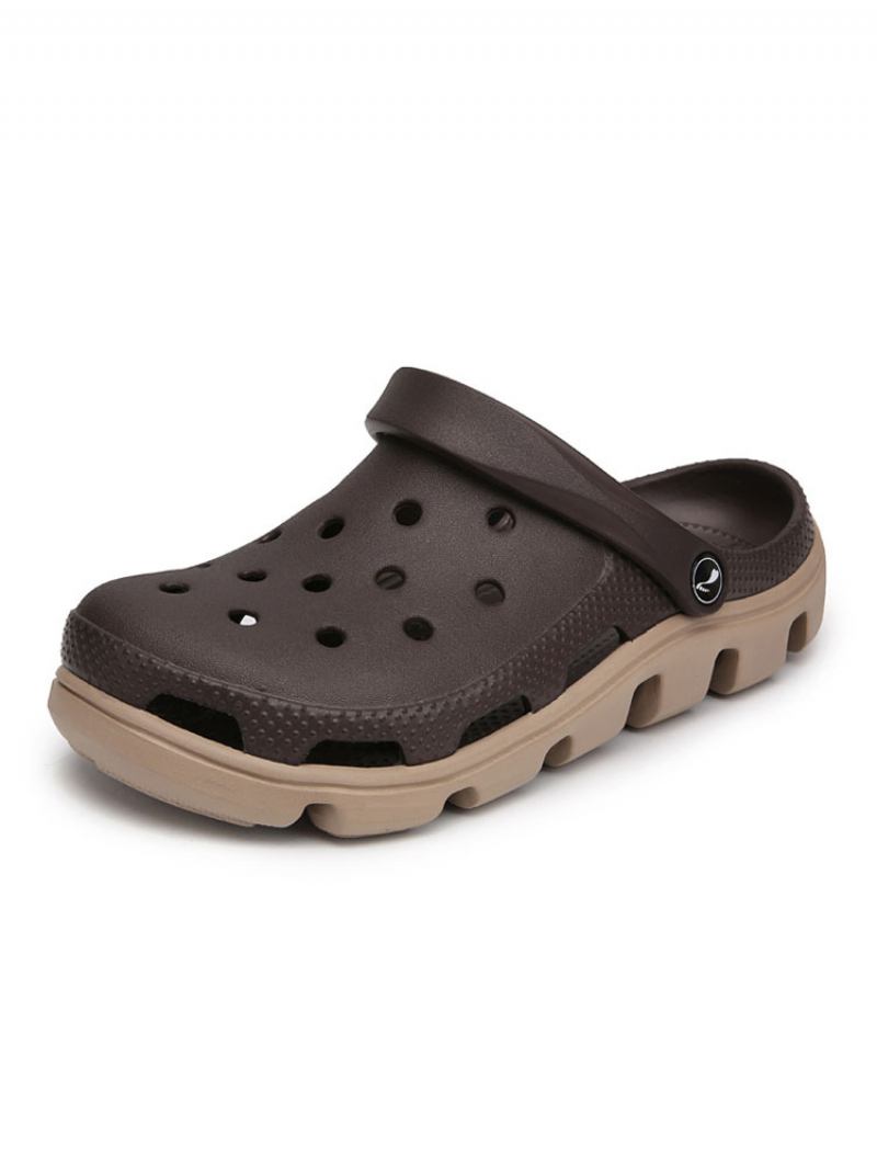 Sandálias Masculinas Slip-on Pvc Superior Sola Eva - Marrom Profundo 