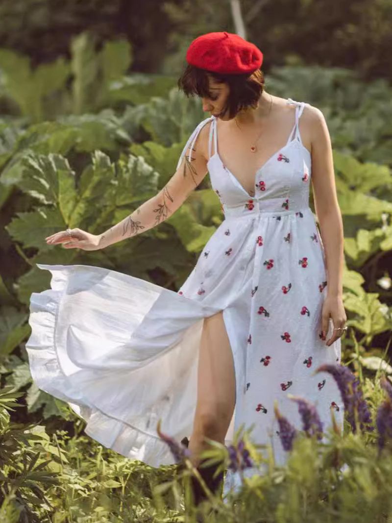 Vestido Retro Feminino Branco 1950s Audrey Hepburn Estilo Xadrez Falso Duas Peças Babados Sem Mangas Alças Pescoço Longo Balanço - Branco