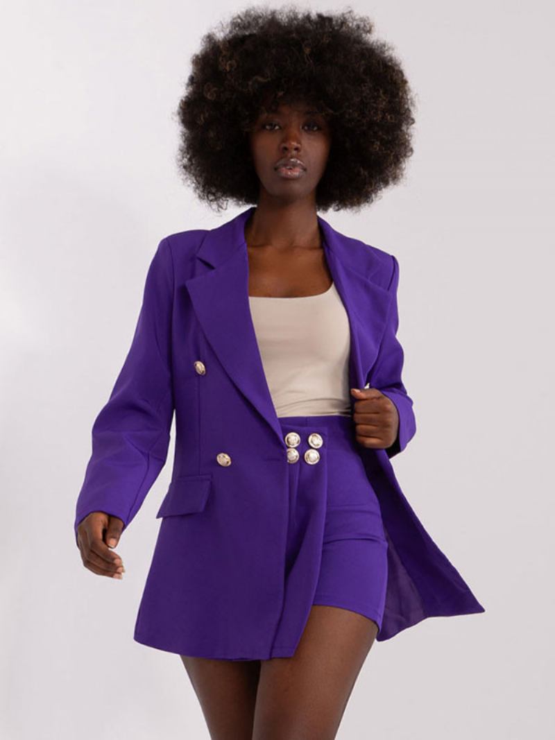 Blazer Clássico Feminino Lapela Acolchoada Ombro Único Jaquetas - Roxo