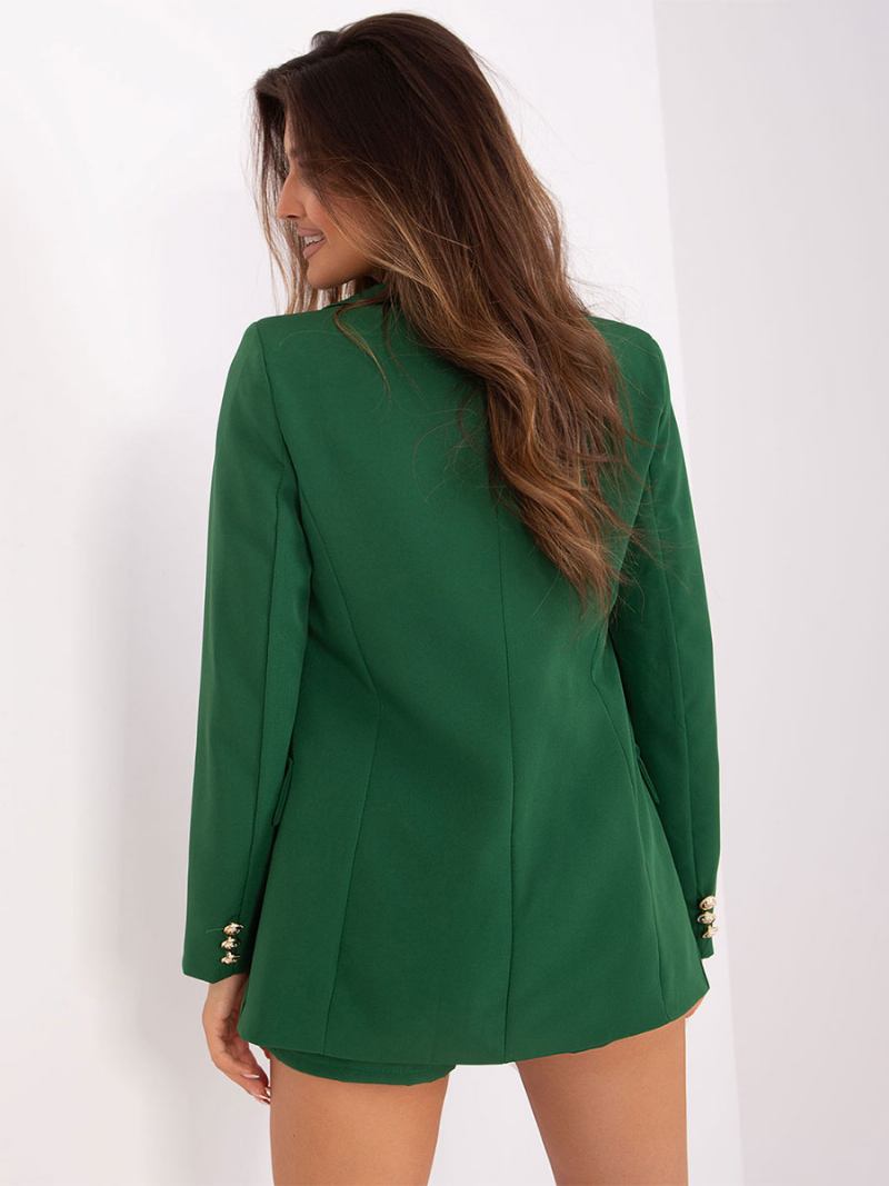 Blazer Clássico Feminino Lapela Acolchoada Ombro Único Jaquetas - Verde