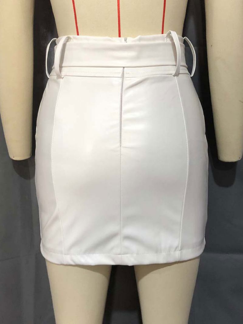 Saia Feminina Com Detalhe Zíper Branco Cadarço Em Calças Curtas Femininas - Branco