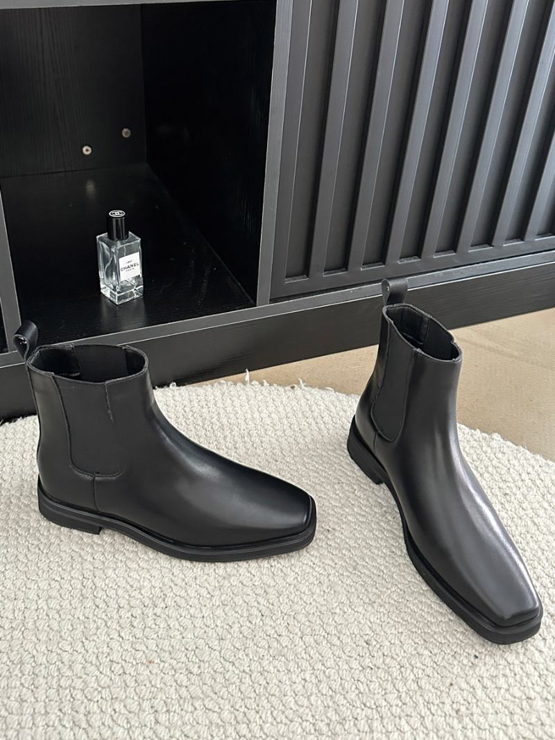 Botas Chelsea Pretas Femininas Com Bico Quadrado E Cano Baixo - Preto