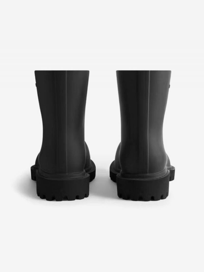 Botas Chuva Femininas Para Meninas Tornozelo Pretas Com Bico Redondo - Preto