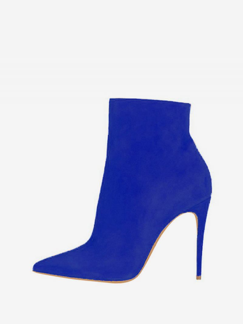 Botas Femininas Camurça Preta Com Salto Alto E Bico Fino Tamanhos Americanos 4 A 10.5 - Azul Royal