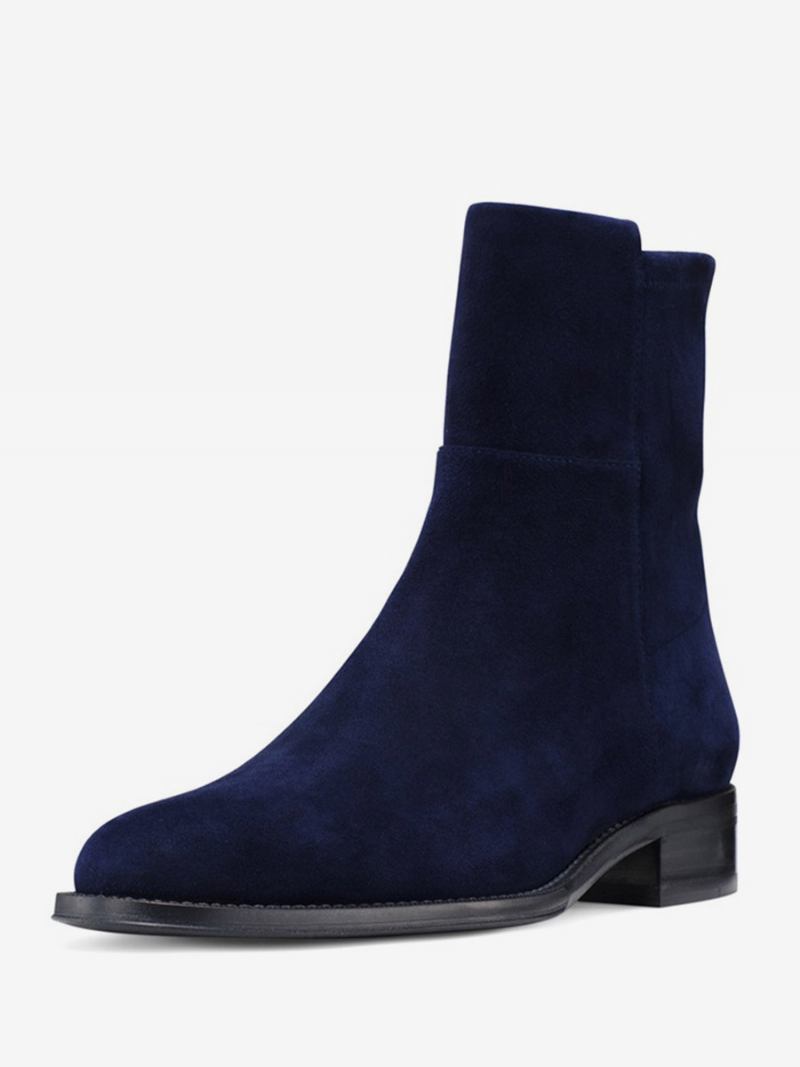 Botas Femininas Cano Curto Com Bico Fino - Azul